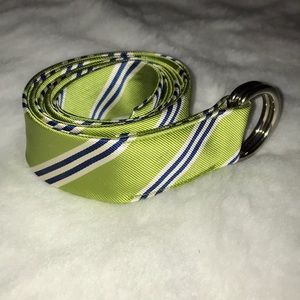 J Crew Green with Blue and White Strip Belt